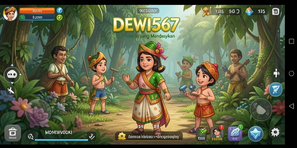Screenshot gameplay DEWI567 yang menampilkan berbagai aktivitas simulasi.