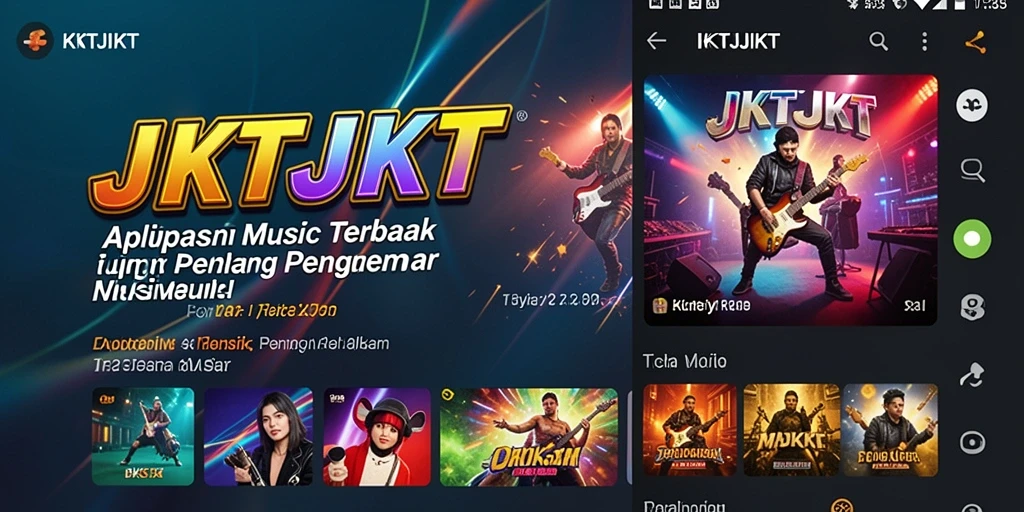 Screenshot JKTJKT menampilkan antarmuka pengguna yang intuitif dan variasi genre musik.