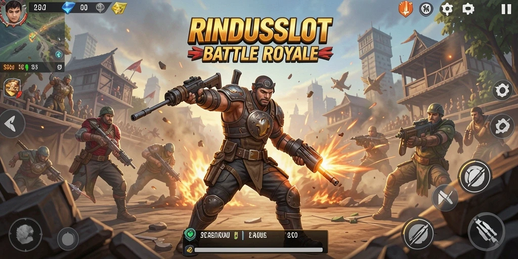 Tampilan seru dari gameplay RINDUSLOT di medan pertempuran.