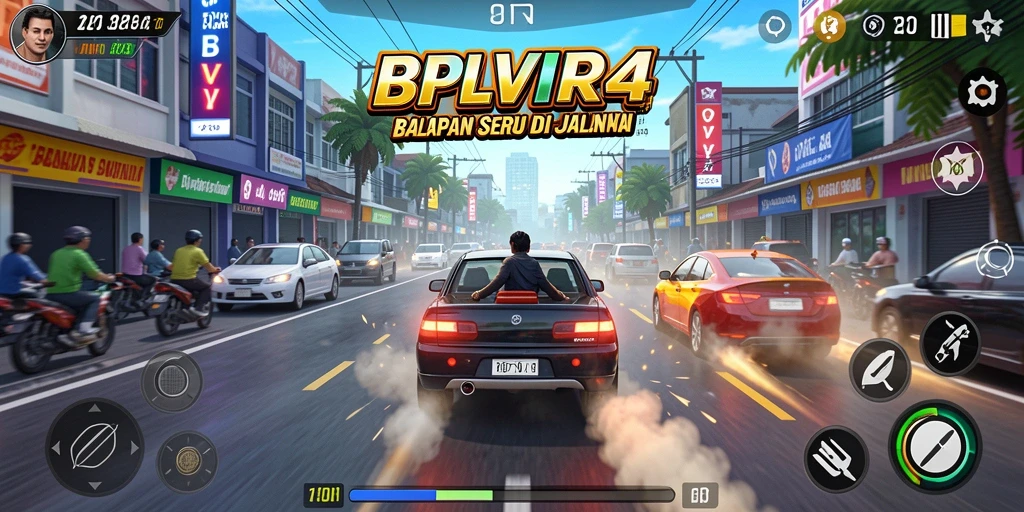 Tampilan utama RPVIP4 yang menampilkan aksi cepat balapan yang mendebarkan.