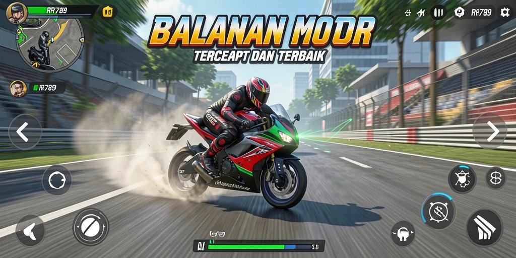 Gameplay balapan motor yang seru dan mendebarkan.
