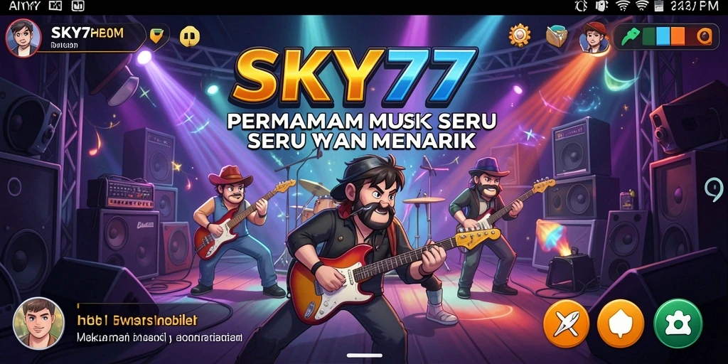 Tampilan gameplay seru di SKY77 dengan berbagai lagu musik.