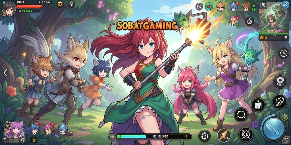 Tangkapan layar dari SOBATGAMING dengan karakter anime aksi.