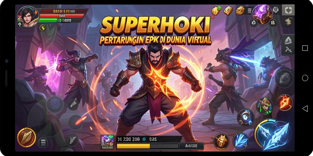 Gameplay seru SUPERHOKI dengan pertarungan karakter penuh aksi.